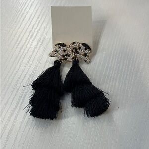Black and White Cowgirl Tassel Earrings